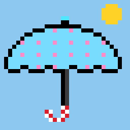 Ombrello #628, bubblegum polka on sky